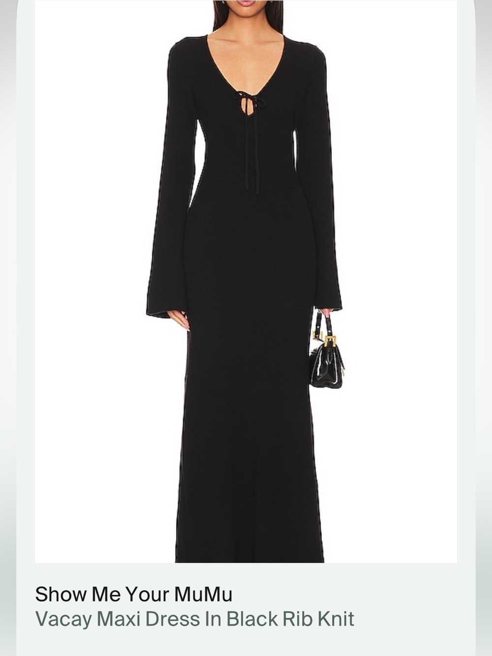 Show Me Your MuMu Black Ribbed Long-Sleeve Maxi Dress
